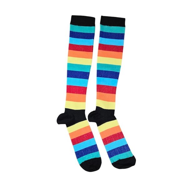 NWT Striped Rainbow Stockings Tights Size Large/XL Pride Vibrant Colorful - Picture 1 of 3
